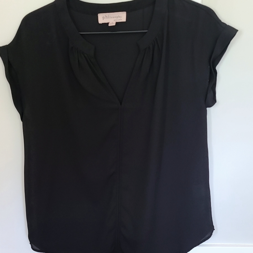Black Short-Sleeve Blouse